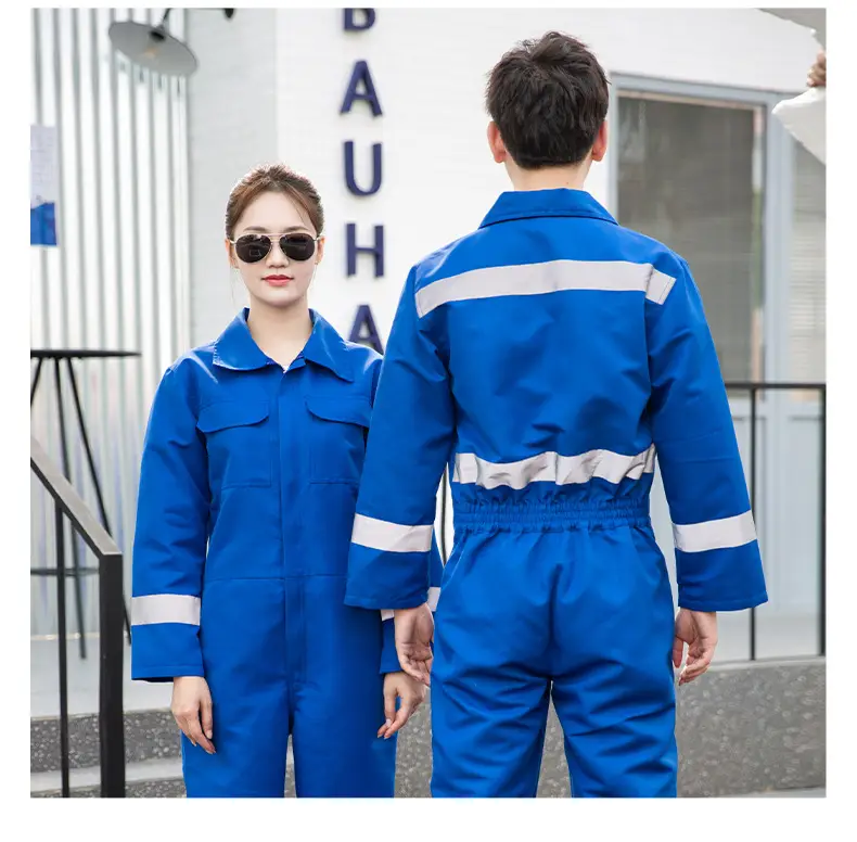 Men Navy Blue Reflective Work Suit with Reflective Sleeves — feature 17