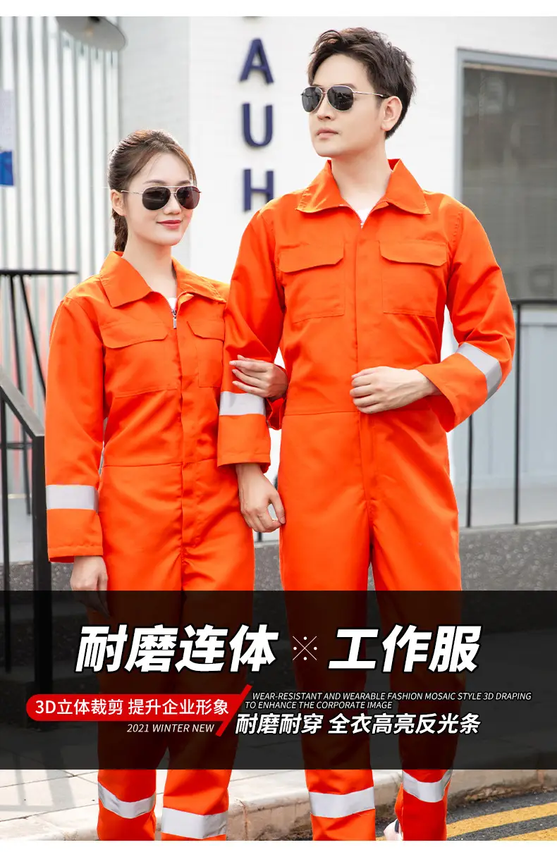 Men Navy Blue Reflective Work Suit with Reflective Sleeves — feature 4