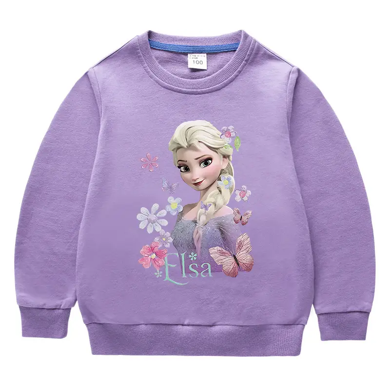 Kids Frozen Elsa Sweatshirt Orange Round Neck Long Sleeve Cotton - Image 5