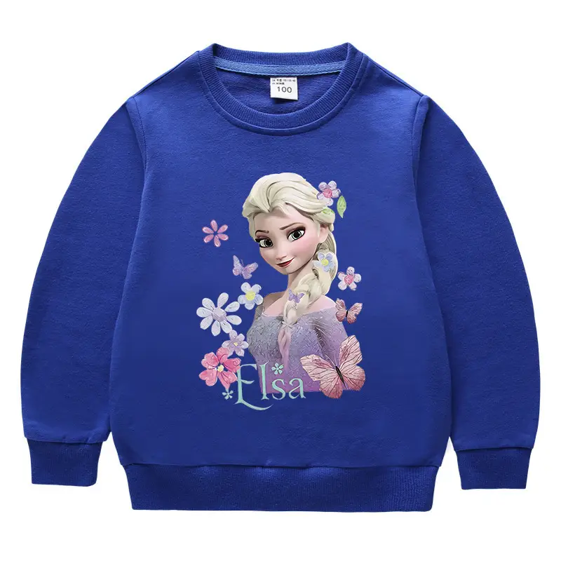 Kids Frozen Elsa Sweatshirt Orange Round Neck Long Sleeve Cotton - Image 11