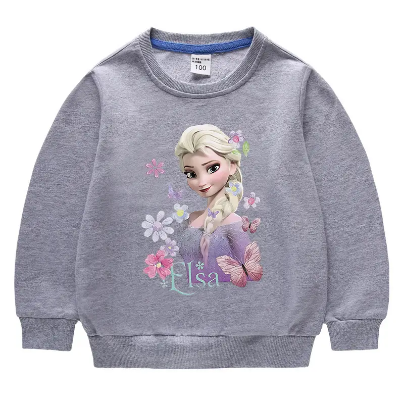 Kids Frozen Elsa Sweatshirt Orange Round Neck Long Sleeve Cotton - Image 6