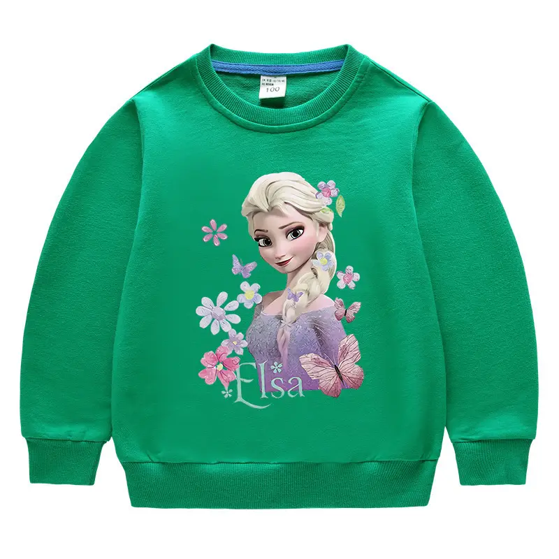 Kids Frozen Elsa Sweatshirt Orange Round Neck Long Sleeve Cotton - Image 7