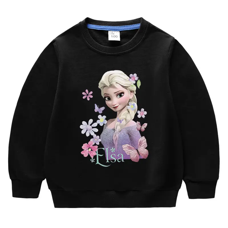 Kids Frozen Elsa Sweatshirt Orange Round Neck Long Sleeve Cotton - Image 8