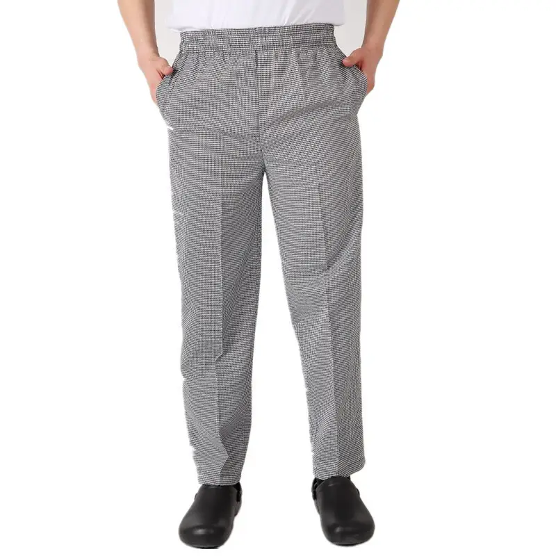 Chef Pants Gray Striped Full Elastic Waist - Image 6