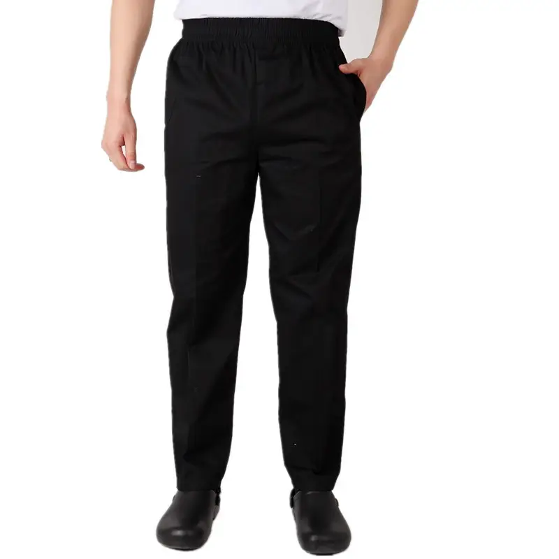 Chef Pants Gray Striped Full Elastic Waist - Image 9