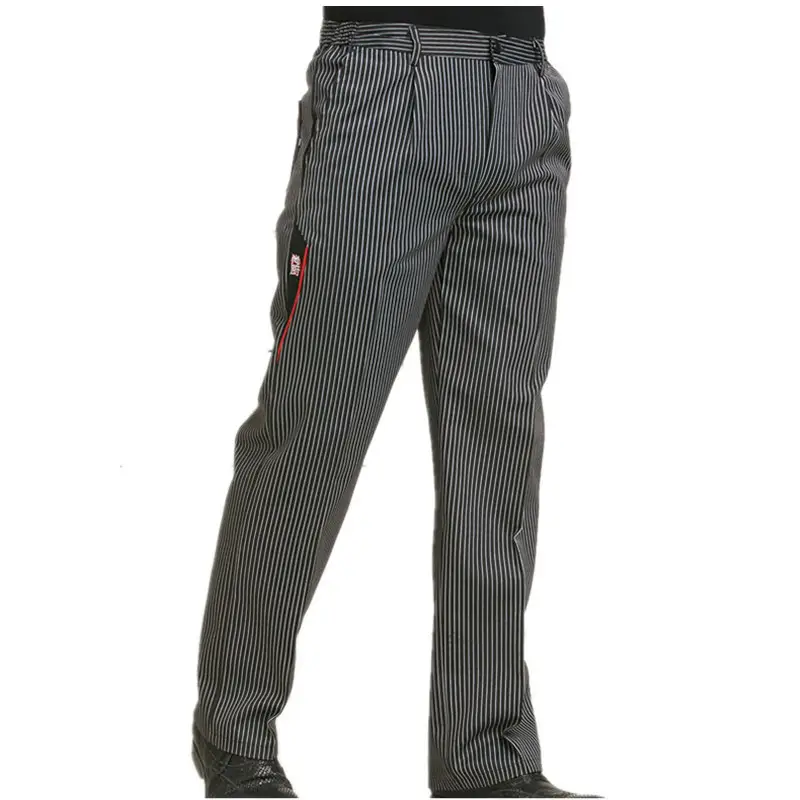 Chef Pants Gray Striped Full Elastic Waist - Image 4