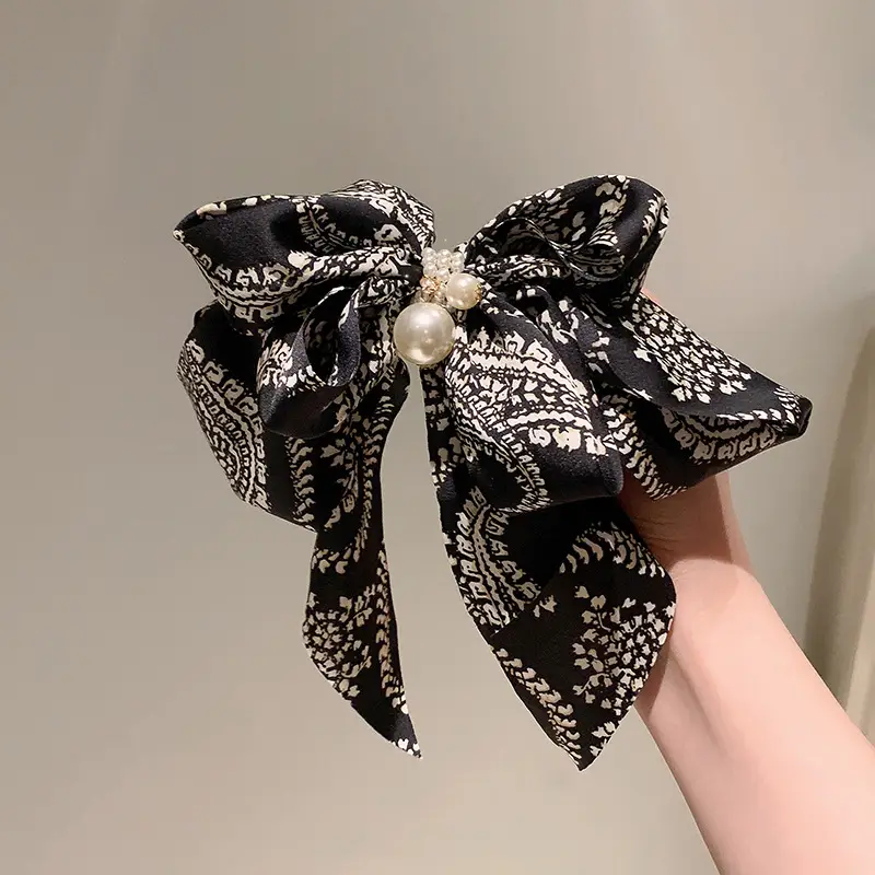 Houndstooth Bow Hairpin for Women Korean Style Clip