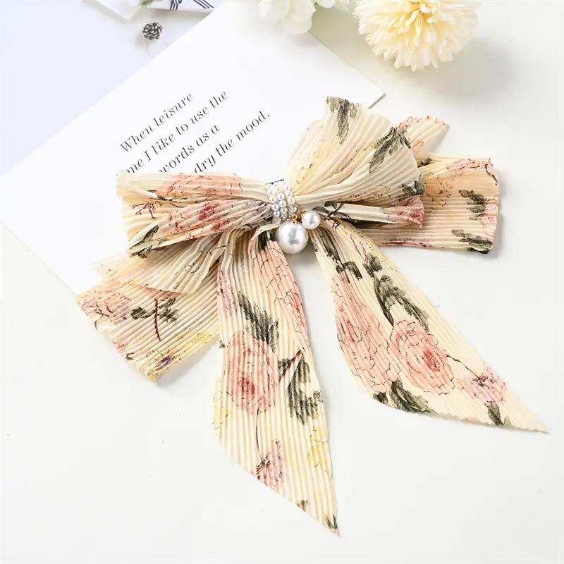 Houndstooth Bow Hairpin for Women Korean Style Clip