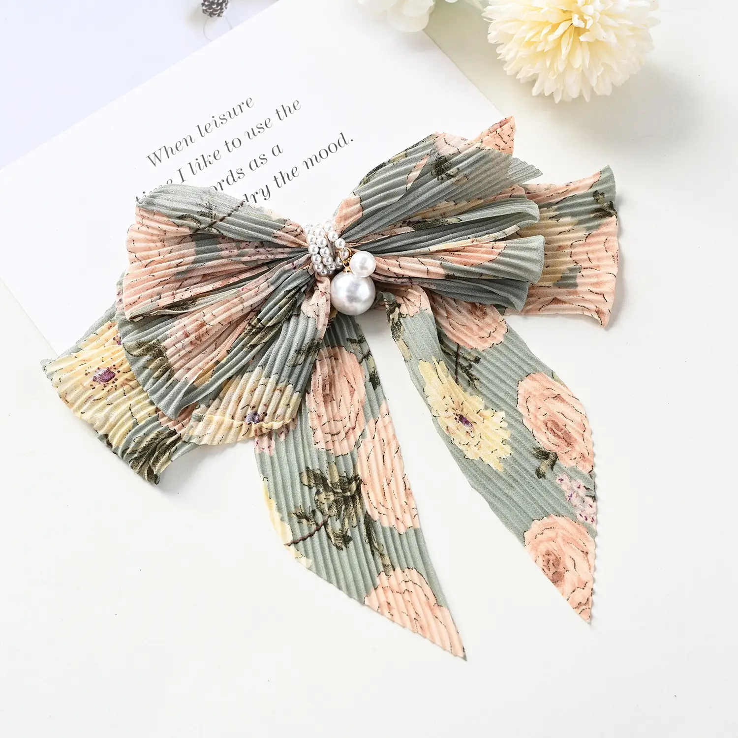 Houndstooth Bow Hairpin for Women Korean Style Clip