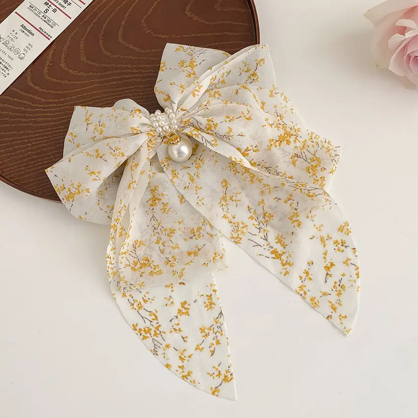 Houndstooth Bow Hairpin for Women Korean Style Clip