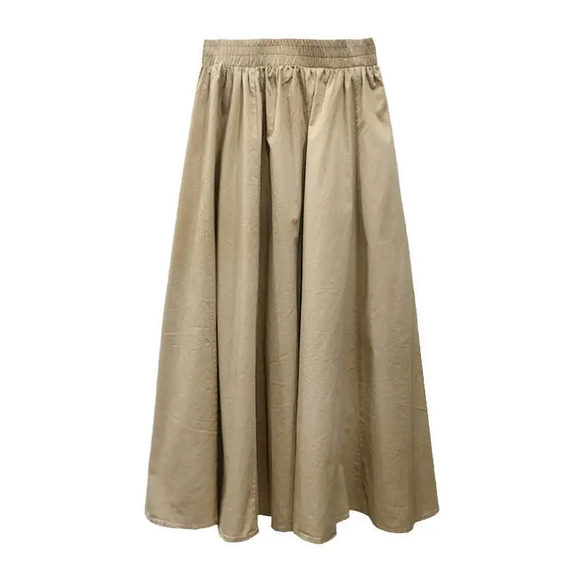 Japanese Style A-Line Skirt Olive Green Large Size - Image 8