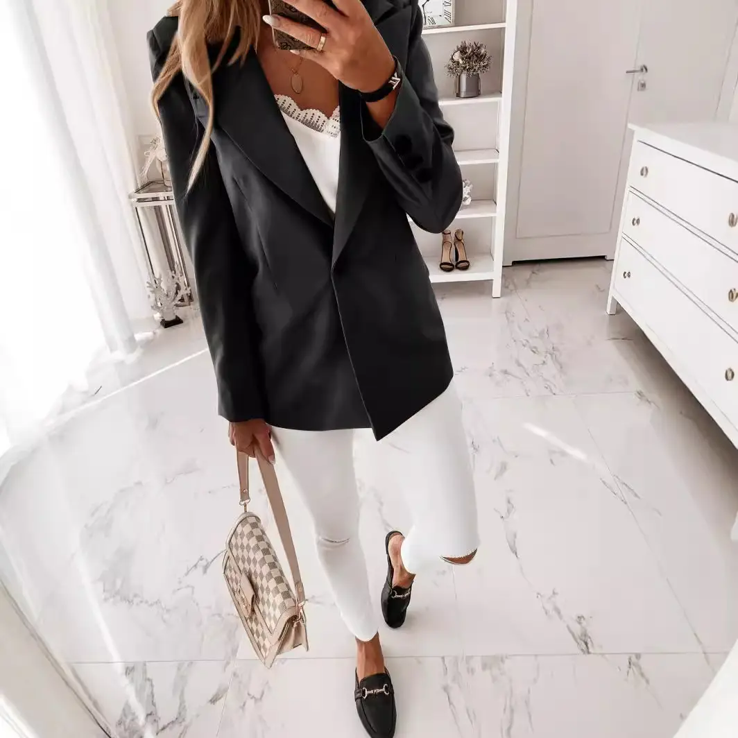 Pink Long Sleeve Button Collar Suit for Women - Image 8