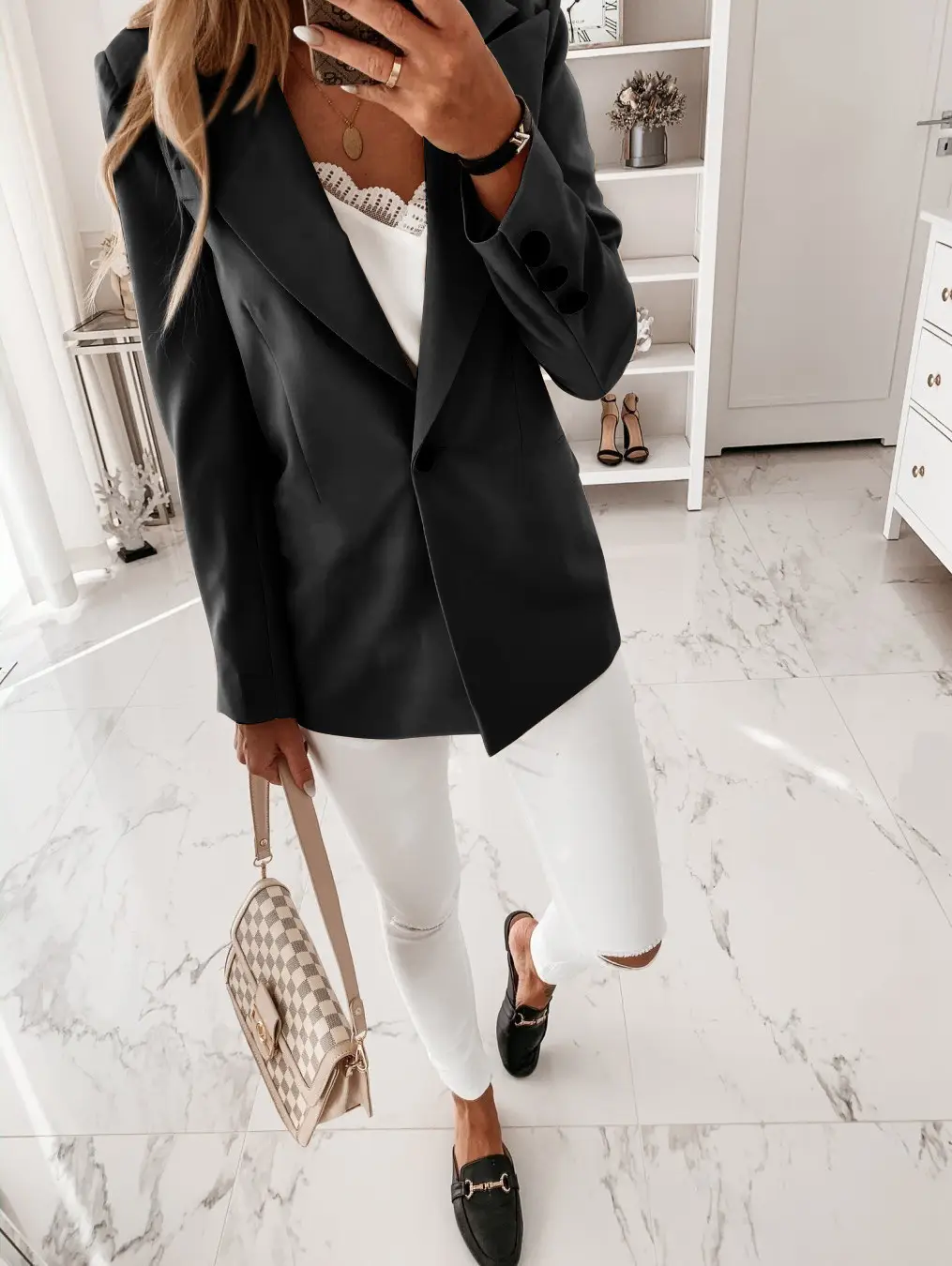 Pink Long Sleeve Button Collar Suit for Women - Image 2