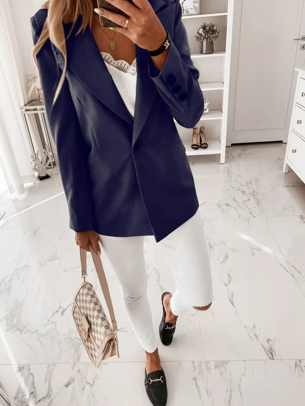 Pink Long Sleeve Button Collar Suit for Women - Image 3