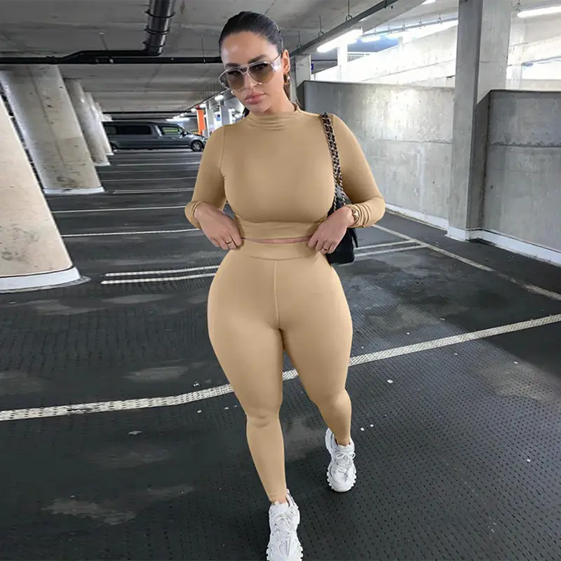 Women's Red Slim Fit Long Sleeve Sports Suit 2021 - Image 14