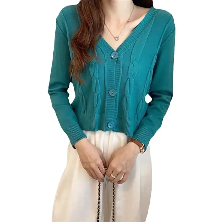 2022 Hemp V-Neck Clavicle Top Long Sleeve Female - Image 14