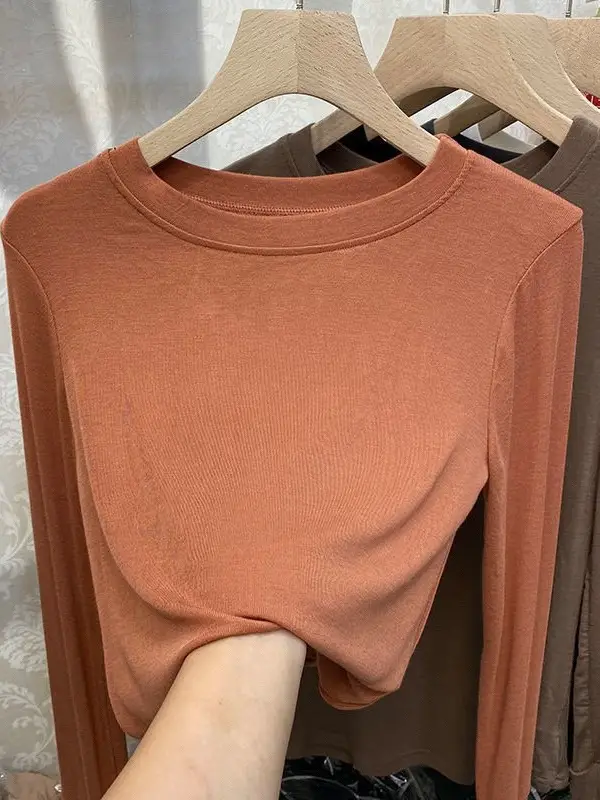 Women Cotton Slim Fit Round Neck T-Shirt Grey - Image 9