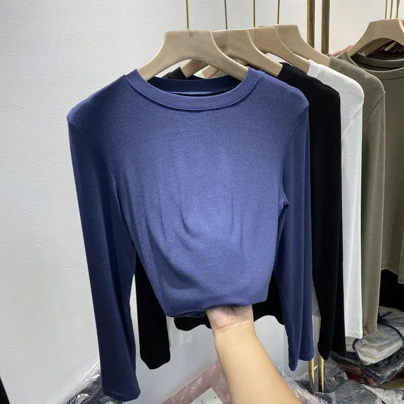 Women Cotton Slim Fit Round Neck T-Shirt Grey — feature 12