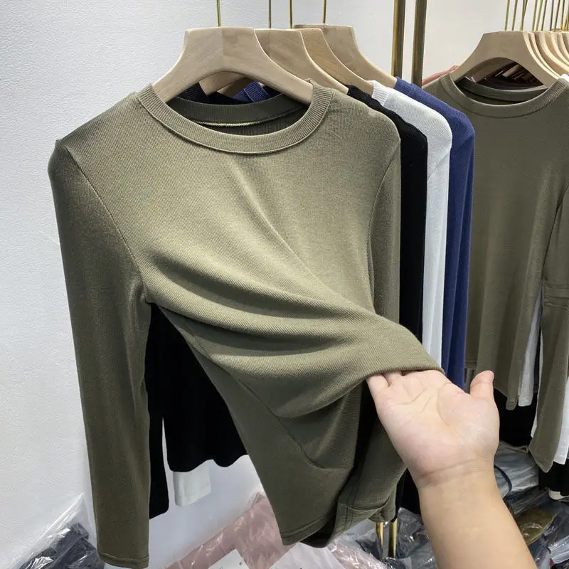Women Cotton Slim Fit Round Neck T-Shirt Grey — feature 14
