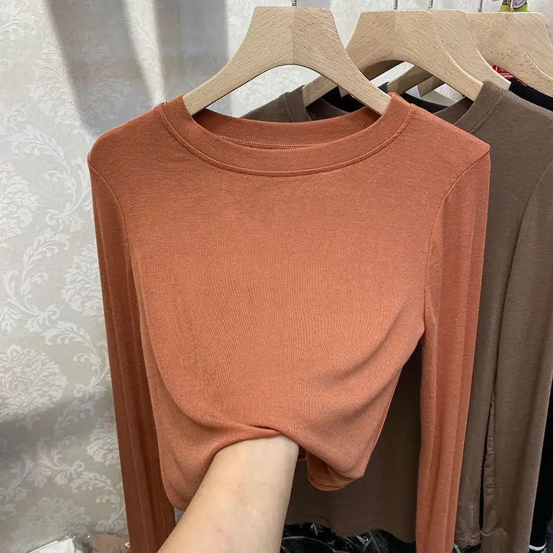 Women Cotton Slim Fit Round Neck T-Shirt Grey — feature 5