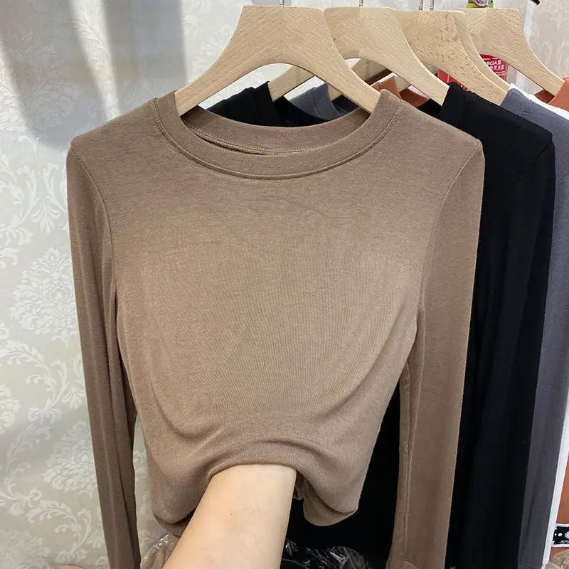 Women Cotton Slim Fit Round Neck T-Shirt Grey — feature 6