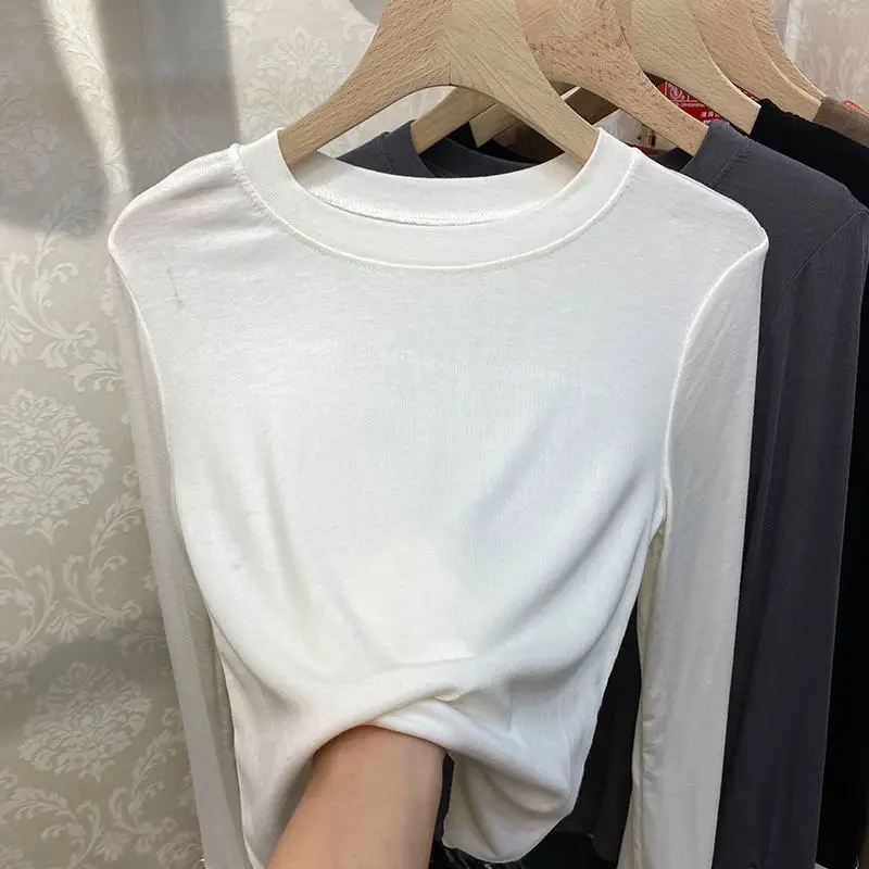 Women Cotton Slim Fit Round Neck T-Shirt Grey — feature 7