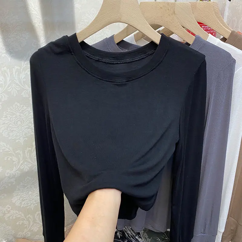 Women Cotton Slim Fit Round Neck T-Shirt Grey — feature 8