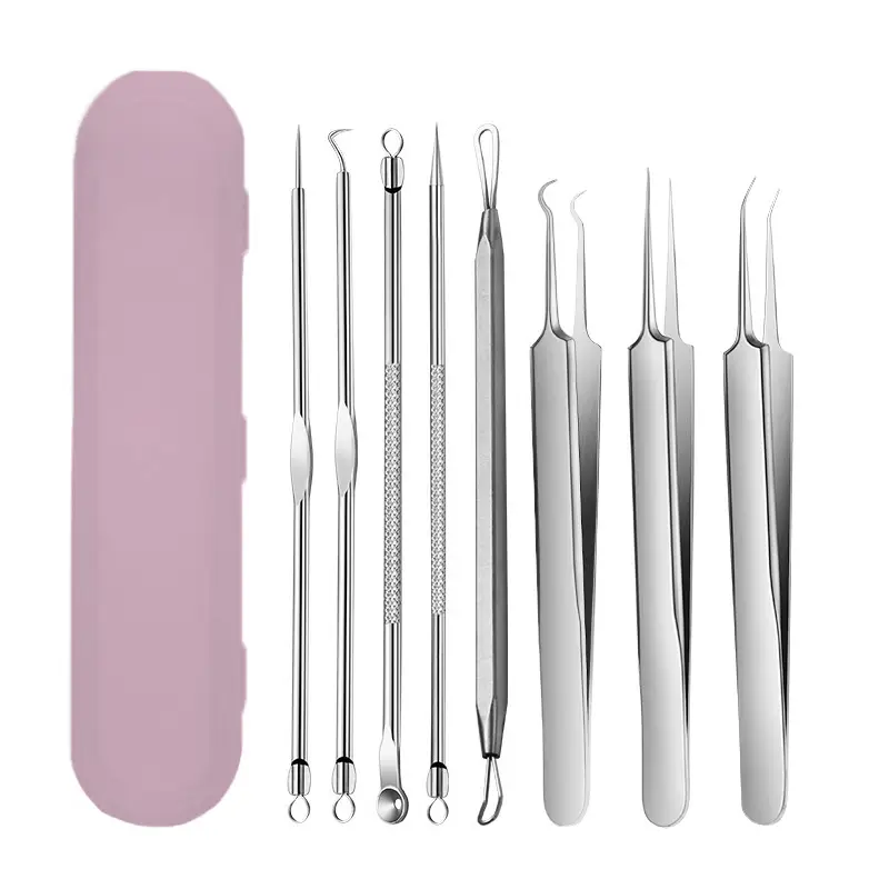 Stainless Steel Cell Clip Tweezers Set for Acne Removal — feature 12
