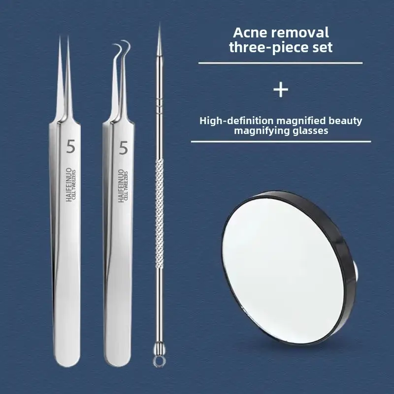 Stainless Steel Cell Clip Tweezers Set for Acne Removal - Image 7