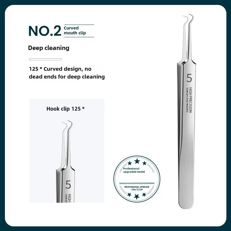 Stainless Steel Cell Clip Tweezers Set for Acne Removal - Image 8