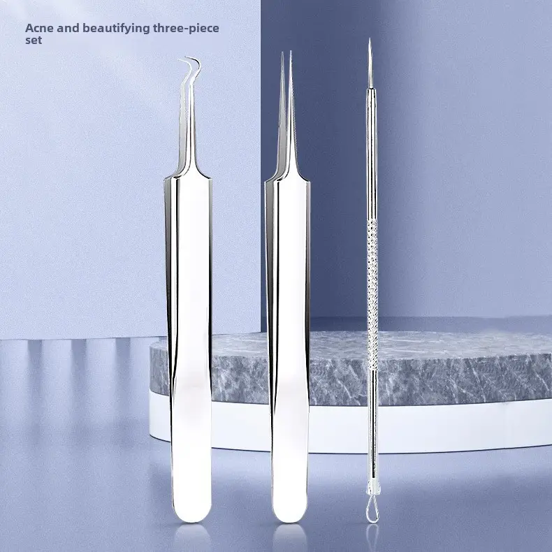 Stainless Steel Cell Clip Tweezers Set for Acne Removal - Image 9