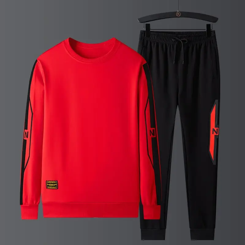 Men Black Hoodie Track Suit with White Stripes