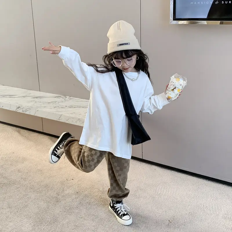 Children's White Long Sleeve T-Shirt Base Shirt Family of Three Baby Spring Autumn Fashion