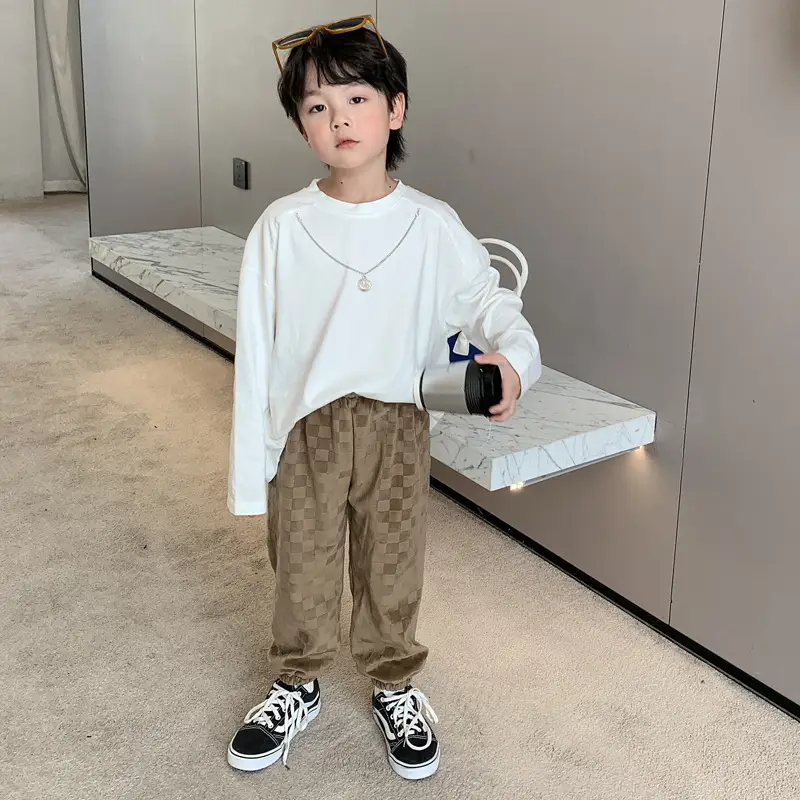 Children's White Long Sleeve T-Shirt Base Shirt Family of Three Baby Spring Autumn Fashion