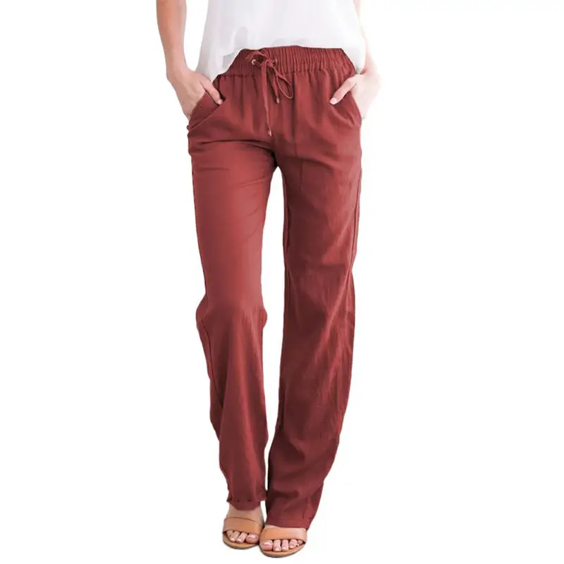 2021 Women's Blue Drawstring Loose Leg Pants - Image 5