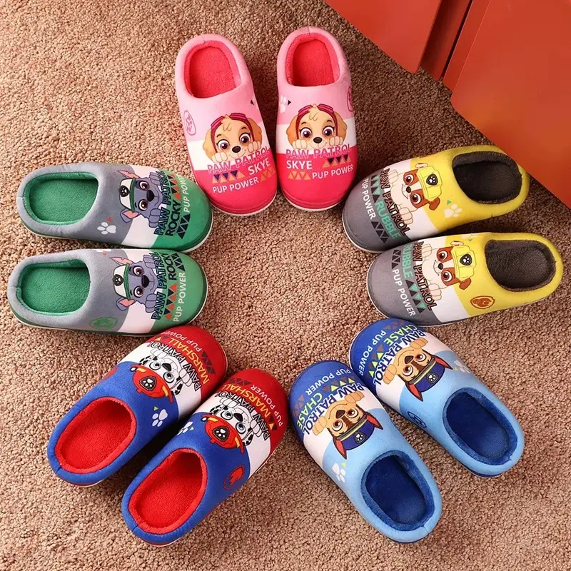 Paw Patrol Children's Cotton Slippers Autumn and Winter Children's Indoor Warm Home Non-Slip Boys Cute Kids Baby Slippers