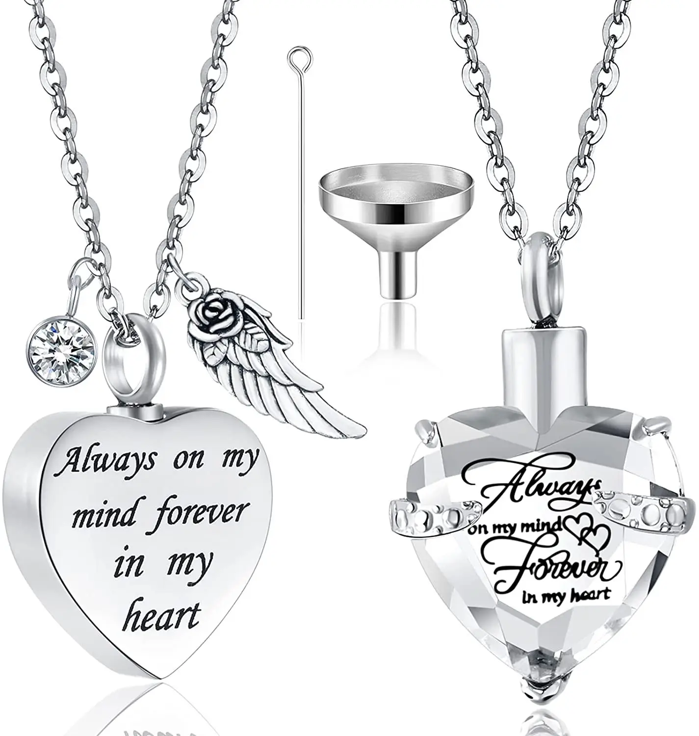 Stainless Steel Heart Emblems Necklace Set for Love