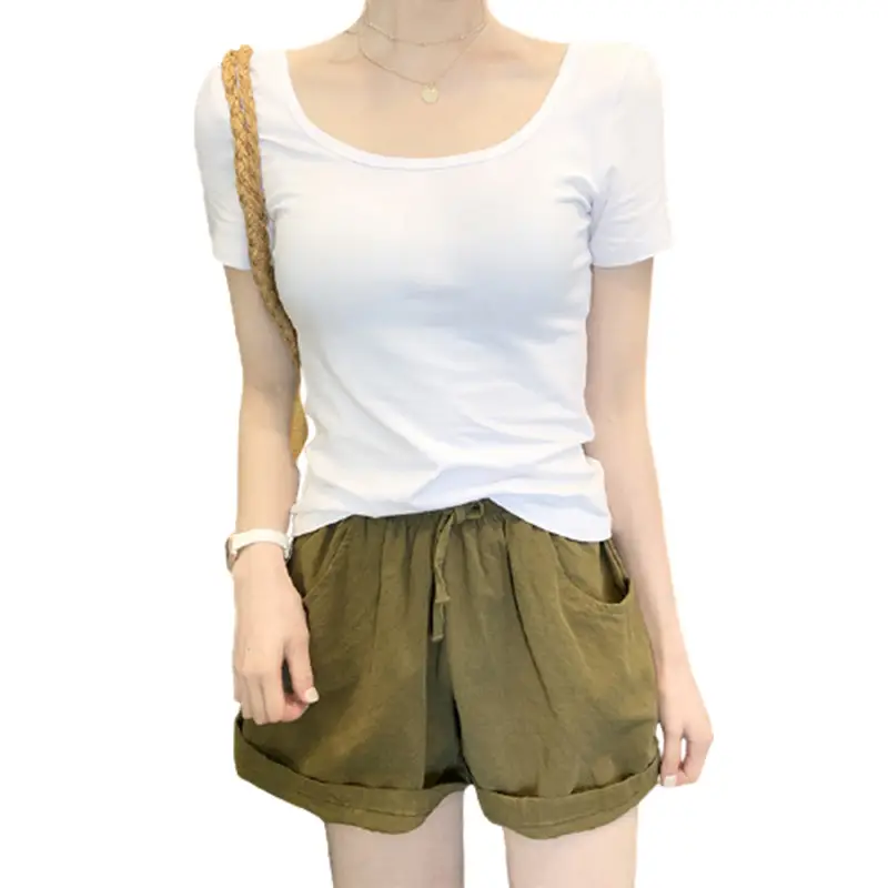 Women Blue Short Sleeve T-Shirt Slim Fit Round Neck - Image 27