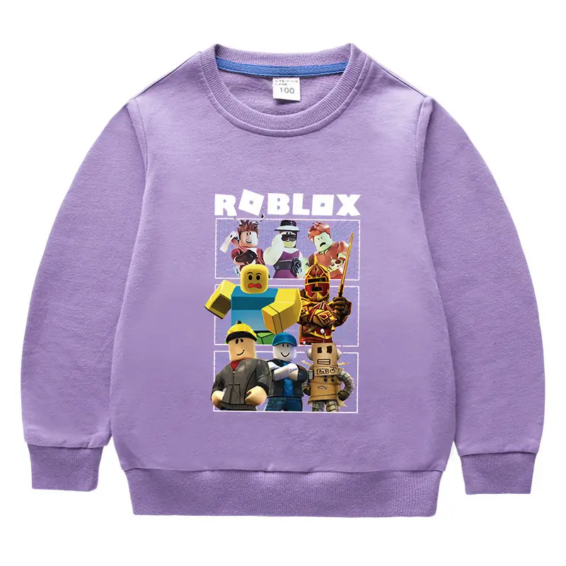 2023 Kids Roblox Sweatshirt Purple Round Neck Cotton - Image 5