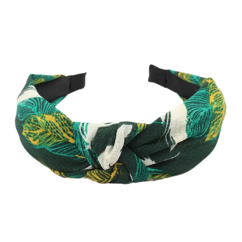 Tropical Leaf Hair Band for Women Knot Design - Image 3