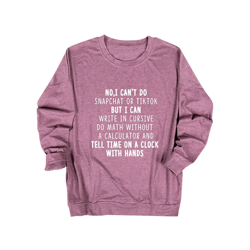 No I Can't Do TikTok No Snapchat European Crewneck T-Shirt