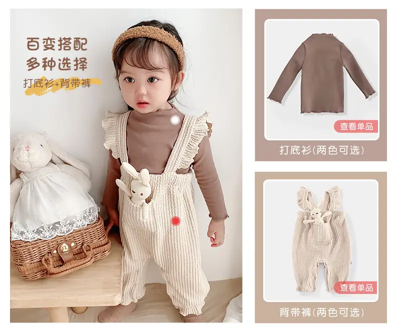 New Baby Girl Cute Pocket Overalls Autumn Winter Korean Style — feature 6