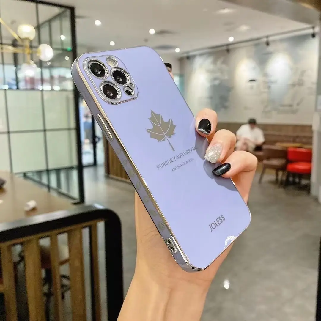 Electroplated Maple Leaf iPhone 12 Protective Case