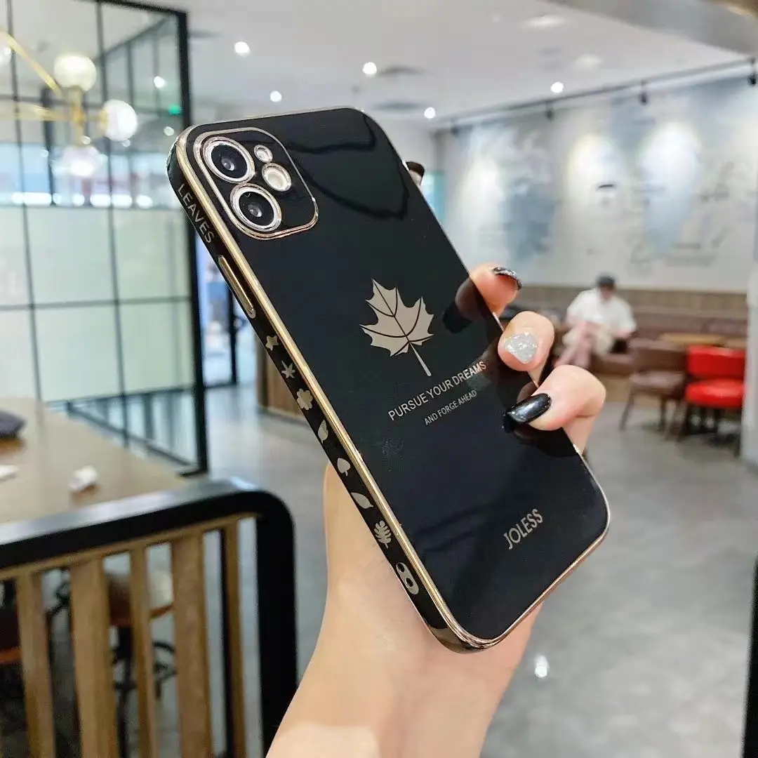 Electroplated Maple Leaf iPhone 12 Protective Case