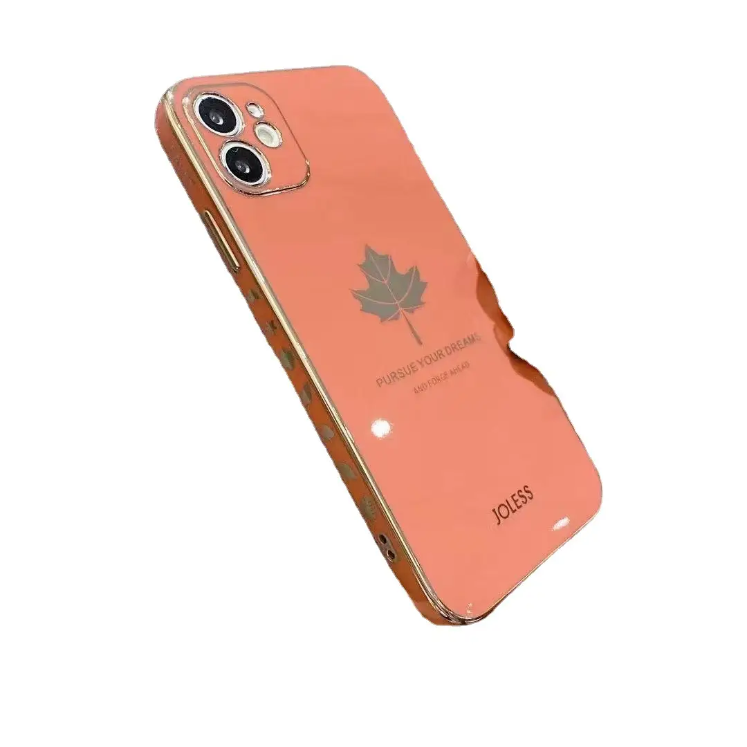 Electroplated Maple Leaf iPhone 12 Protective Case