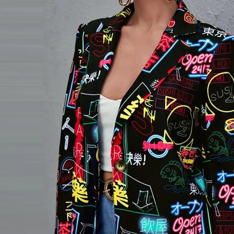 Women Printed Suit Jacket European American Foreign Trade 2021 - Image 7