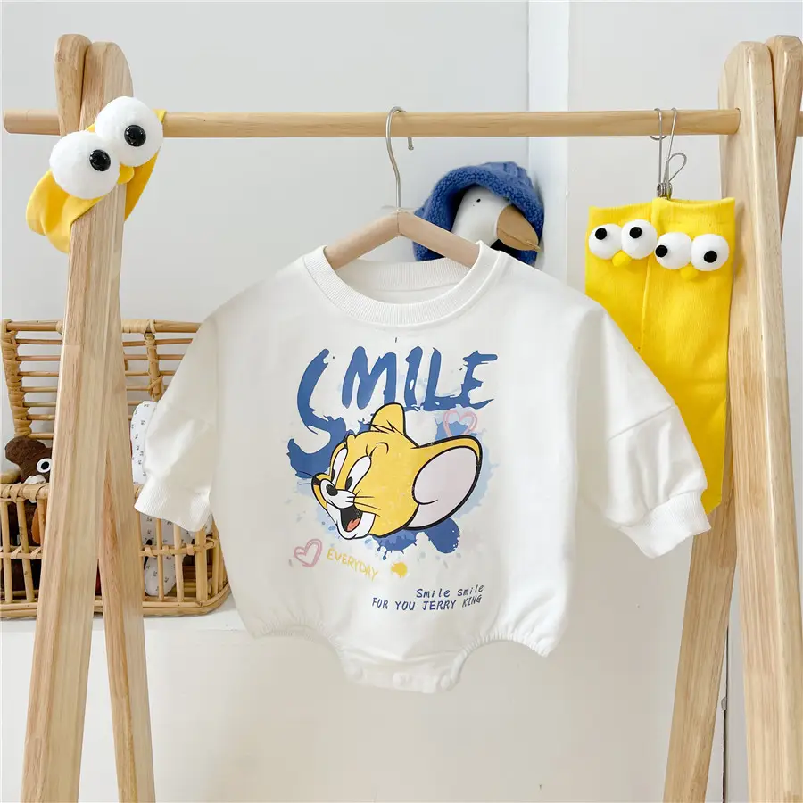 Baby Girl Cotton T-Shirt Set with Smile Graphic