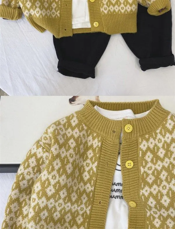 Children's Knitted Cardigan Coat Yellow Spring Autumn Top — feature 10
