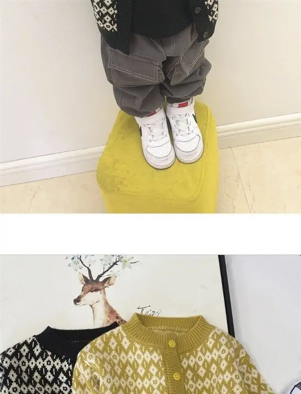Children's Knitted Cardigan Coat Yellow Spring Autumn Top — feature 7