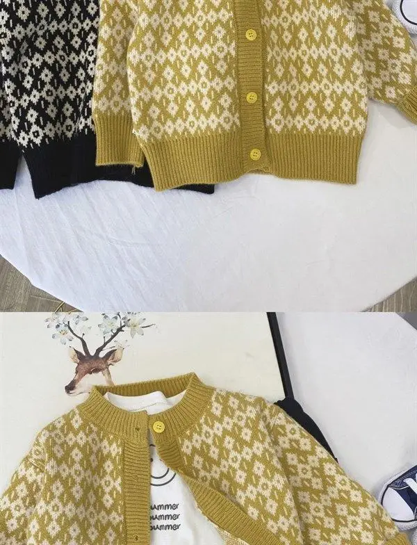 Children's Knitted Cardigan Coat Yellow Spring Autumn Top — feature 8